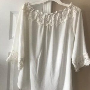 Tacera Cream Lace Blouse